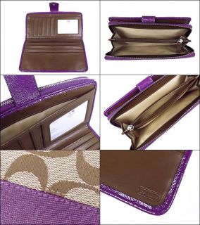 Coach 19046 Signature Stripe Tote Bag 47718 Zip Wallet Khaki Purple
