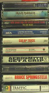10 Rock Cassettes Black Sabbath Aerosmith Queen Traffic Iron Maiden Lot 17