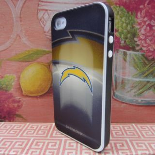 Apple iPhone 4 4S Rubber Silicone Skin Case Cover Blk Bumper San Diego Chargers