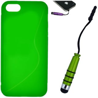 For iPhone 4 4S Green Jelly Cell Phone Cover Case Mini Touch Pen Accessories