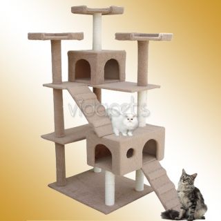 72" Black Brown White Beige Pink Cat Tree Condo Furniture Scratch Post Pet House