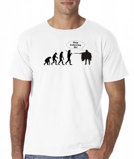 Mens Evolution of Man Stop Following Me Funny Sword T Shirt Tee