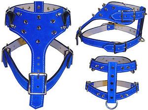 Small Suede Leather Dog Harness Spiked 21 Colors