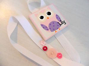 Personalised Childrens Owl Hair Clip Bow Holder Babies Girls Gift New Baby