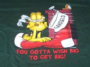 Garfield Christmas Stocking Wish Big T Shirt LG New