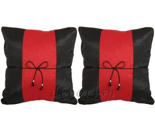 2SILK Throw Decorative Cushion Covers Black Red Striped