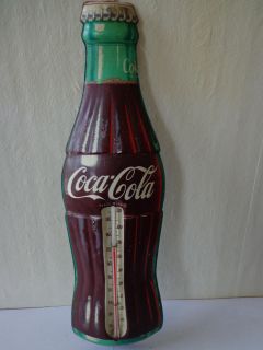 Vintage Tin Metal Embrossed Coca Cola Thermometer Made by Robinson USA