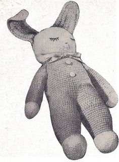 Vintage Crochet Pattern Stuffed Bunny Soft Toy Doll