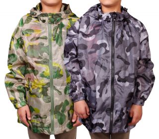 Kids Rainmac Childrens Camo Raincoat Girls Boys Rain Coat Showerproof Jacket