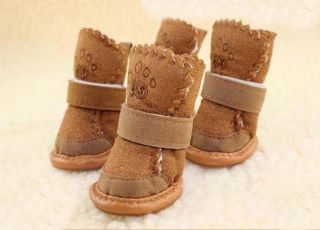 Fashion Winter Warm Size 5 Cozy Small Dog Shoes Boots Clothes Pet Supply Coffee