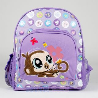 12" Small Littlest Pet Shop Backpack Brown Monkey Girls School Book Bag