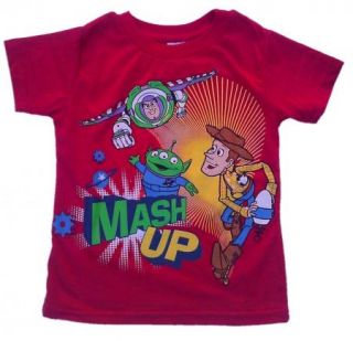 Disney Pixar Toy Story Buzz Lightyear Woody Kids Boys Short Sleeve Shirt Tee Top