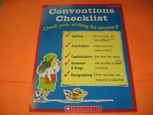 Conventions Checklist Traits of Writing Classroom Educational Poster Chart as Is