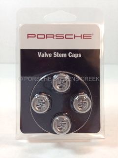 Porsche Crest Silver Valve Stem Caps