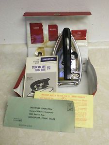 Vintage General Electric Universal Travel Iron Dry Steam in Case Model Ui 16T