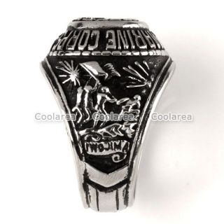 Mens 316L Stainless Steel USMC US Marine Corps Commemorative Ring Military S9 13