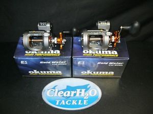 2 Pack Okuma Cold Water CW 203D Line Counter Level Wind Star Drag Trolling Reels