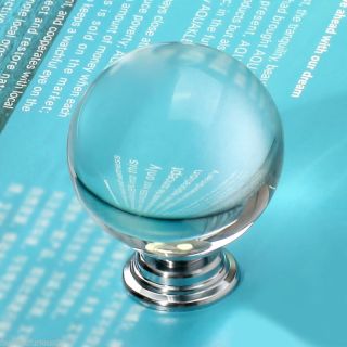 Durable 5X 30mm Clear Round Crystal Glass Pull Handle Cabinet Drawer Door Knob