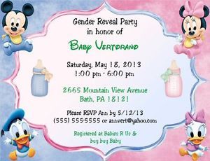 Baby Mickey Minnie Mouse Gender Reveal Baby Shower Invitations Party Supplies