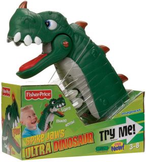 Fisher Price Imaginext Spike Jaws Ultra Dinosaur Lights Sounds Hand Puppet New