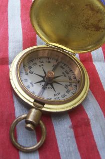 Antique U s WWII s w NYC Military Brass Pocket Style Compass Locking Needle