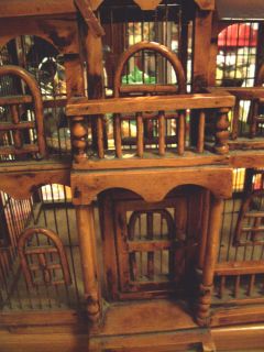 Huge Victorian Bird House Cage Wood and Wire Wooden Porch