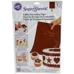 Wilton Brown Edible Sugar Sheet Cake Decorating Paper Treats