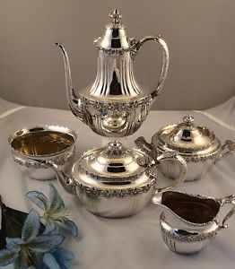 Tiffany Antique Sterling Silver 5 Piece Coffee Tea Set English King Pattern