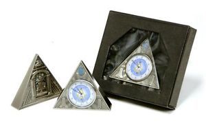 Masonic Triangular Desk Top Clock Paper Weight Freemasons Square Compasses