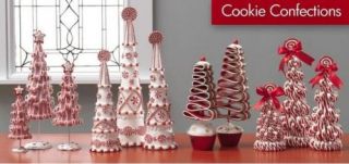 Set of 3 Christmas Trees Peppermint Candy Cane Cones 14" 11" 8" RAZ Imports