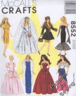 Pattern McCalls Sewing Fashion Doll Clothes Gown Collection 4 Barbie 11½