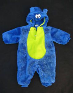 Plush Blue Green Monster Halloween Costume One Piece Infant 6 9 Months