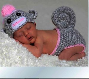 Cute Baby Infant Monkey Costume Photo Photography Prop 0 6 Month Newborn Gray