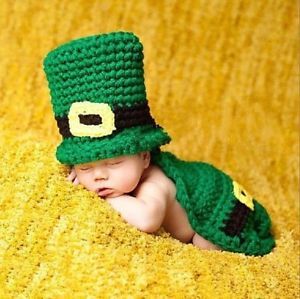 Newborn Baby Infant Christmas Knit Crochet Costume Photo Photography Prop Green