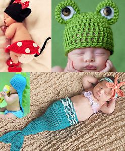 Toddler Baby Unisex Costume Photography Prop Knit Crochet Beanie Animal Hats Cap