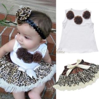 Baby Girls Kids Top Leopard Pettiskirt Skirt Dress Costume Tutu Outfits 2T 3T 4T