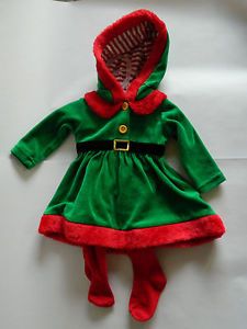 Infant Baby Christmas Elf Costume Outfit with Hood 0 3 Months Green