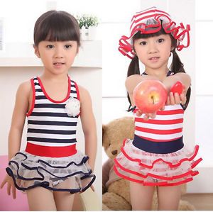 Girls Baby Kid Sailor Swimwear Swimsuit Bathers Bikini Tankini 2 7Y Swim Costume