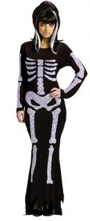 Lace Skeleton Adult Womens Costume Black Bone Print Theme Party Scary Halloween