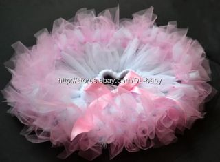 Pink White Party Costume Ballet Kids Dancing Girl Toddler Baby Tutu Skirt 0 5T