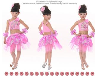 New Girls Latin Ballet Costume Dance Dress Set 6 13Y Performance Clothes DS008