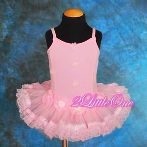 Girl Pink Ballet Tutu Dance Costume Fairy Fancy Dress Leotard Toddler 3T 4T 019