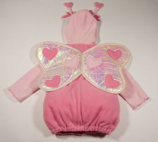 Old Navy Girls Size 4T 5T Pink Butterfly Fleece Costume Shimmery Wings Hearts