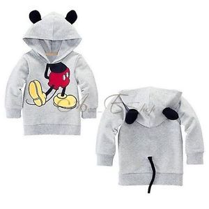 Toddler Boys Girls Hoodie Top Mickey Mouse 3D Ear Tail Costume Sweatshirt 2T