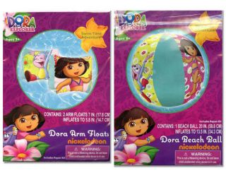 Dora The Explorer Set Kid Swim Wings Arm Floats Floaties Pool Beach Ball Toy