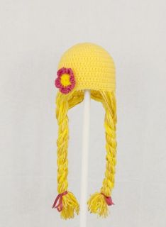 Rapunzel Hat Wig from Tangled Yellow Crochet Princess Beanie Baby Adult