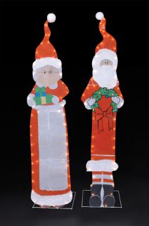 60" Mr Mrs Santa Claus 2pc Lighted Christmas Yard Art