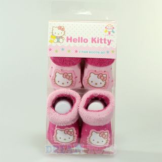 Sanrio Hello Kitty 2 Pair Pink Baby Booties Set Licensed 0 12 Month