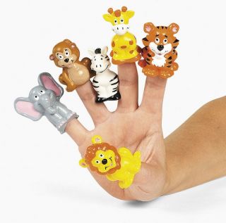 12 Jungle Animal Finger Puppets Zoo Safari Prizes Birthday Party Favors