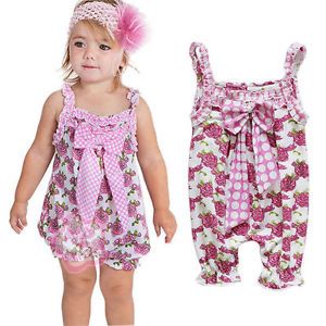 Baby Girl Bowknot Floral One Piece Rompers Jumpsuit Bodysuit Costume 6 12 Months